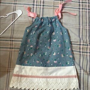 Teal and White Dress with Pink Accents